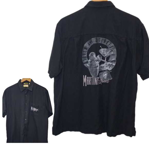 Cubavera Other - CUBAVERA Mens Black Martini Club Short Sleeve Collared Relaxed Fit Button Up- XL